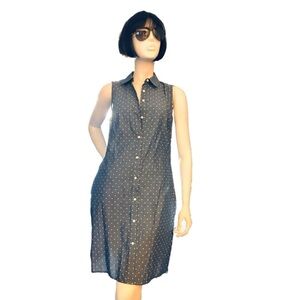Tommy Hilfiger Blue Cotton Swiss Dot Sleeveless Shirt Dress, Size 8